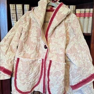 Elegant Cream and Red Women's Coat moon rag designer. One of a kind